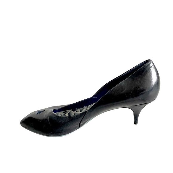 STEPHEN VENEZIA Black Leather Pointy Toe Pumps Heels Shoes Handmade In Italy 38 - Picture 3 of 12